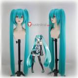 Vocaloid Hatsune Miku 2025 Racing Blue Green Silver Ponytails Styled Cosplay Wig