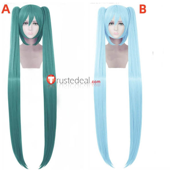 Vocaloid Hatsune Miku Green Blue Ponytails Cosplay Wig 100cm