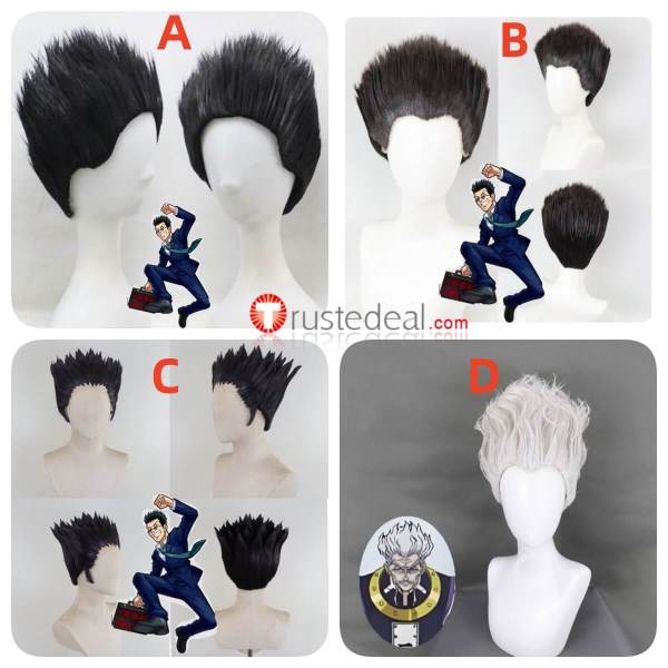 Hunter x Hunter Zeno Zoldyck Leorio PaladiKnight Black Silver Styled Cosplay Wig