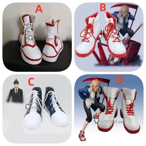 Chainsaw Man Power Denji Aki Hayakawa Red Blue Cosplay Shoes Boots