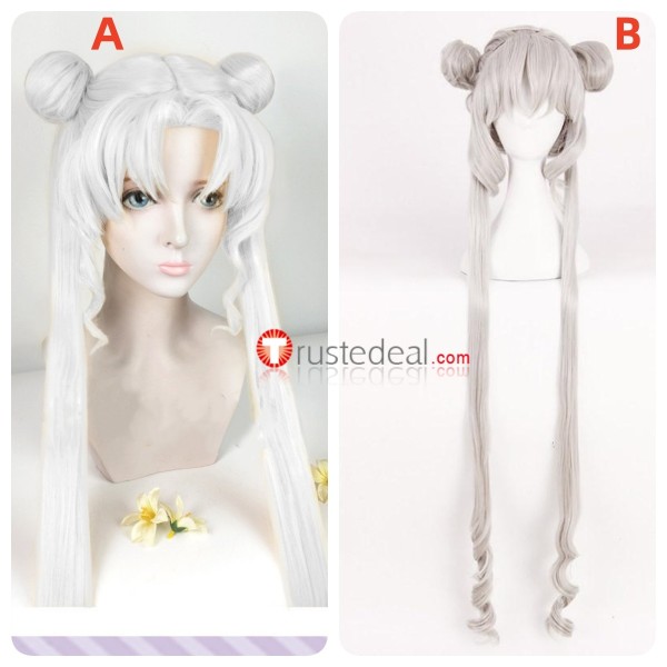 Sailor Moon Tsukino Usagi Long Silver Cosplay Wig
