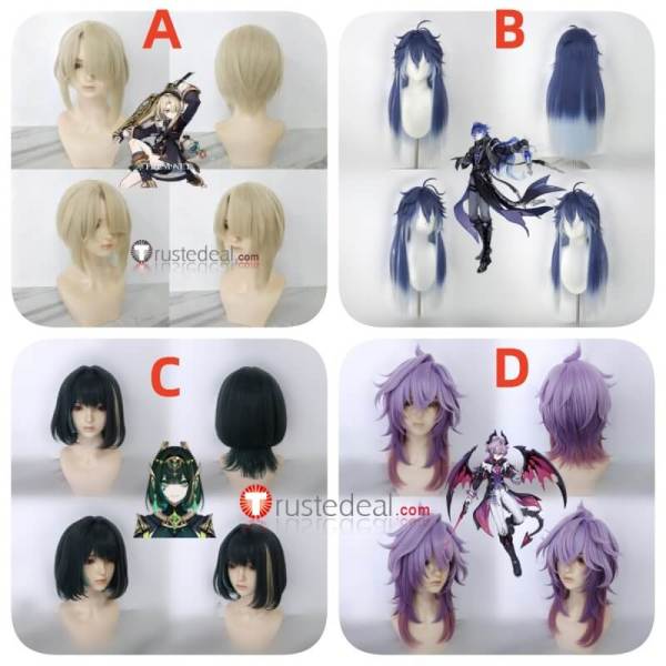 Genshin Impact Freminet Nefer Kyryll Chudomirovich Flins Durin Purple Blonde Styled Cosplay Wig