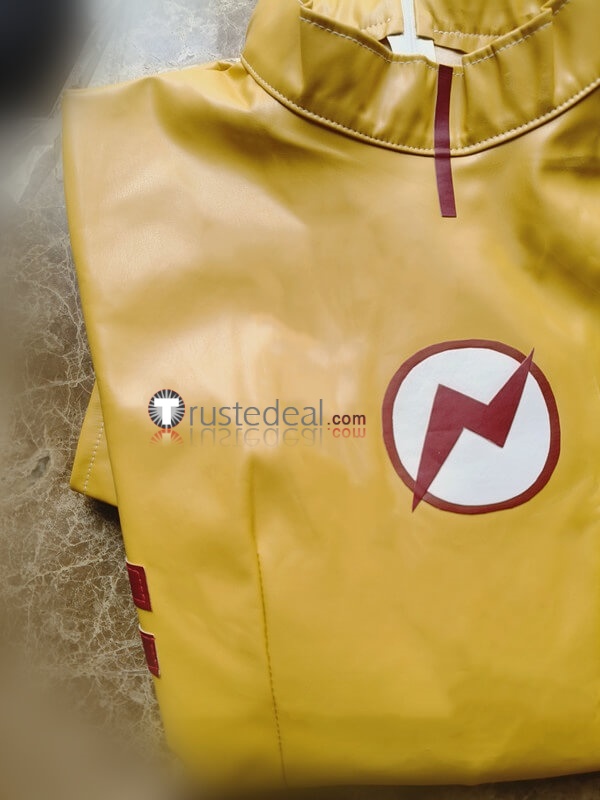 Young Justice Kid Flash Wally West Red Yellow Jumpsuit Cosplay Costume