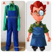 Monkey Island Wally B. Feed Cartographer Blue Green Cosplay Costume