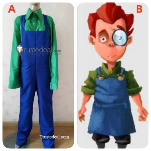 Monkey Island Wally B. Feed Cartographer Blue Green Cosplay Costume