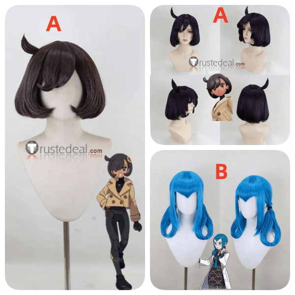 Pokemon Legends Z-A ZA Mable Detective Emma Black Blue Styled Cosplay Wig