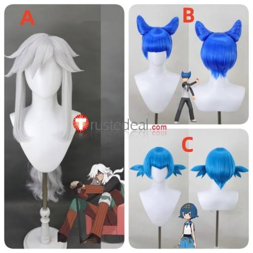 Pokemon Team Galactic Saturn Lana AZ Silver Blue Styled Cosplay Wig