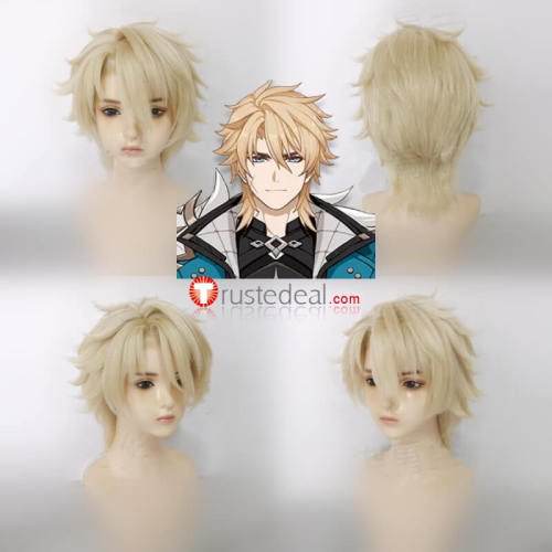 Genshin Impact Varka Illuga Xbalanque Red Grey Blonde Styled Cosplay Wig