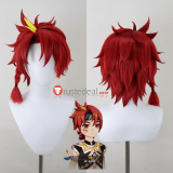 Genshin Impact Varka Illuga Xbalanque Red Grey Blonde Styled Cosplay Wig