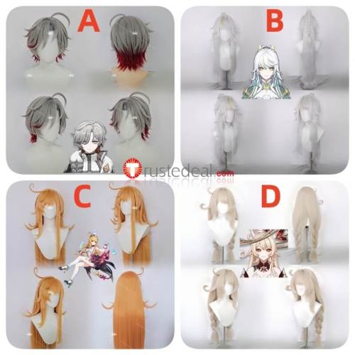 Genshin Impact Illuga Zibai Escoffier Alice Silver Blonde Gray Styled Cosplay Wig
