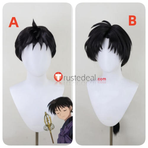 Inuyasha Shichinintai Bankotsu Miroku Black Styled Cosplay Wig