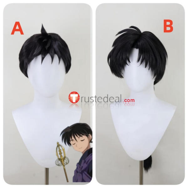 Inuyasha Shichinintai Bankotsu Miroku Black Styled Cosplay Wig