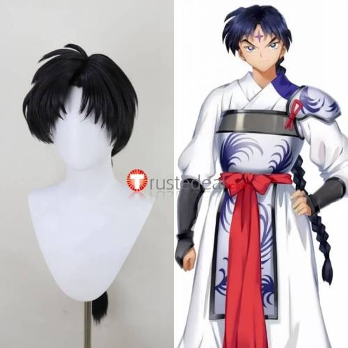 Inuyasha Shichinintai Bankotsu Miroku Black Styled Cosplay Wig