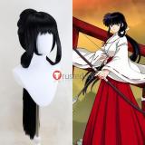 Inuyasha Kagome Higurashi Kikyo Sesshoumaru Okasa Long Black Silver White Styled Cosplay Wig