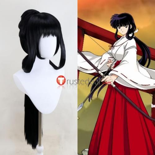 Inuyasha Kagome Higurashi Kikyo Sesshoumaru Okasa Long Black Silver White Styled Cosplay Wig