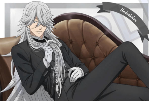Black Butler Undertaker Long Silver Styled Cosplay Wig 100cm
