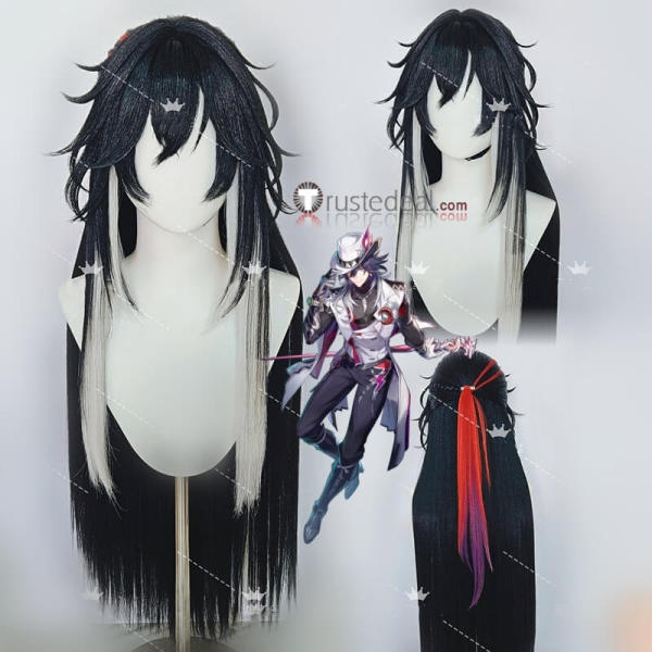 Honkai Star Rail HSR Ashveil Styled Black Blue Cosplay Wig
