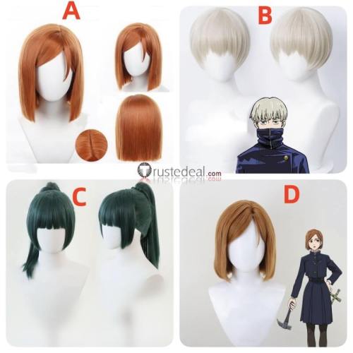 Jujutsu Kaisen Sorcery Fight Toge Inumaki Nobara Kugisaki Maki Zenin Grey Green Styled Cosplay Wig