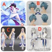 Genshin Impact Eleven Fatui Harbingers Columbina Lohen Neuvillette Nicole Reeyn Blonde Styled Cosplay Wig