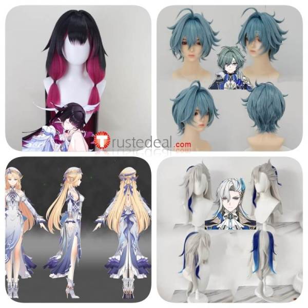 Genshin Impact Eleven Fatui Harbingers Columbina Lohen Neuvillette Nicole Reeyn Blonde Styled Cosplay Wig