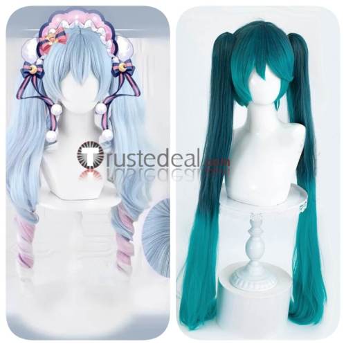 2023 Blue Green Ponytails Cosplay Wig