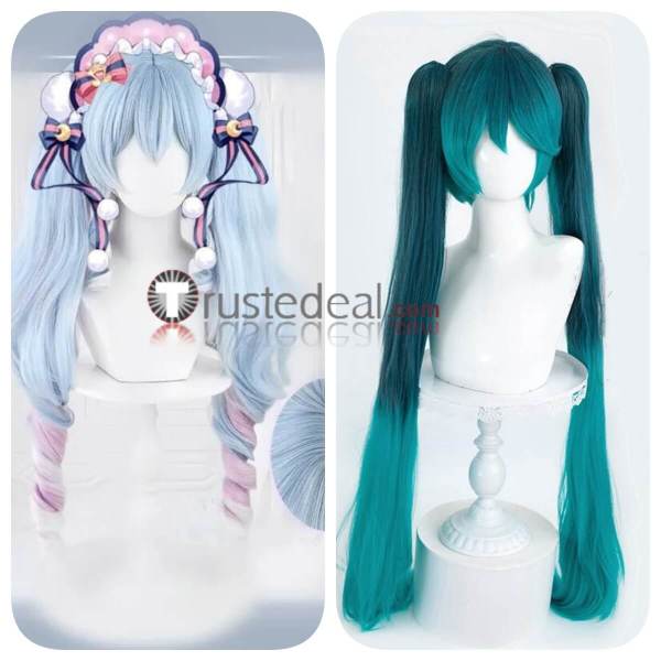 2023 Blue Green Ponytails Cosplay Wig