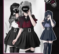 Sweet Short Sleeves Jirai Kei Japanese Dress Set 3 Colors Blouse Skirt