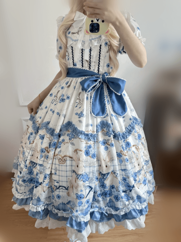 Blueberry Bunny Cottagecore Lolita Dress