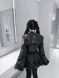 Jirai Gothic Ryosangata Black Sailor Collar Lolita Dress