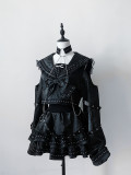 Jirai Gothic Ryosangata Black Sailor Collar Lolita Dress