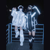 Jirai Kei Cyberpunk Black White Oversize Electronics Coat Shorts Pants
