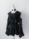 Jirai Gothic Ryosangata Black Sailor Collar Lolita Dress