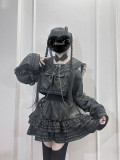 Jirai Gothic Ryosangata Black Sailor Collar Lolita Dress