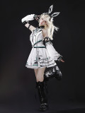 Jirai Kei Cyberpunk Black White Techwear Bunny Lolita Dress