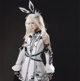 Jirai Kei Cyberpunk Black White Techwear Bunny Lolita Dress