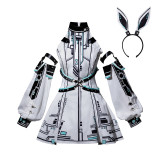 Jirai Kei Cyberpunk Black White Techwear Bunny Lolita Dress
