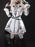 Jirai Kei Cyberpunk Black White Techwear Bunny Lolita Dress