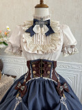 Steampunk Lolita Blue Dress Blouse Skirt Corset