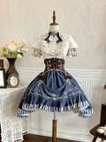 Steampunk Lolita Blue Dress Blouse Skirt Corset