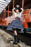 Steampunk Lolita Blue Dress Blouse Skirt Corset