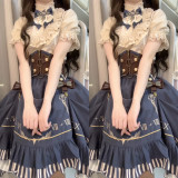 Steampunk Lolita Blue Dress Blouse Skirt Corset