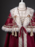 Ouji Royal Juliette Sleeves Beige Red Cloak Lolita Dress Christmas
