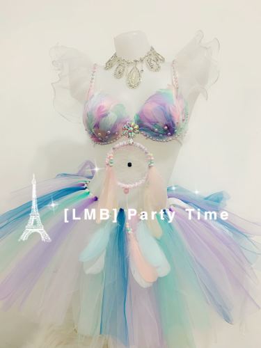Kawaii Macaron Party Dress Tutu Skirt Feather