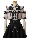 Sweet Jirai Kei Pink Black White Blouse Lolita Dress