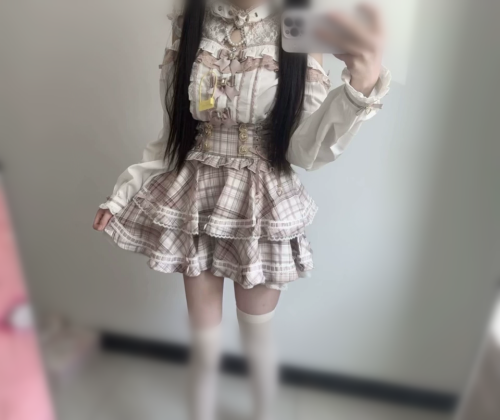 Sweet Jirai Kei Pink Black White Blouse Lolita Dress