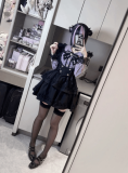 Sweet Long Sleeves Jirai Kei Purple Black Blouse Skirt