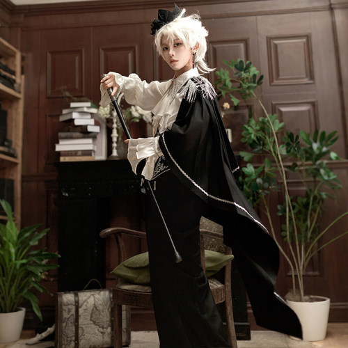 Ouji Kei Prince Lolita Black White Blouse Pants