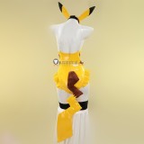 Gijinka Alolan Vulpix Espeon Pikachu Fluffy Jumpsuit Bunny Suit Yellow Cosplay Costume