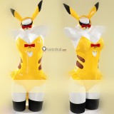 Gijinka Alolan Vulpix Espeon Pikachu Fluffy Jumpsuit Bunny Suit Yellow Cosplay Costume