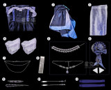 Wuthering Waves Mornye Starlights Blue Gown Dress Cosplay Costume